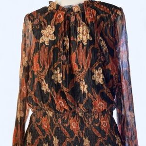 Joie brown tones and black floral blouse L